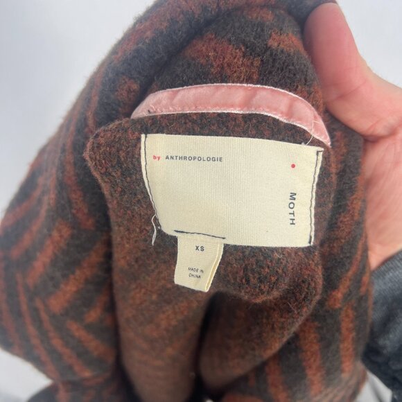 Moth by Anthropologie Paloma Rust Black Chevron Wool Sweater Pea Coat - Picture 10 of 10